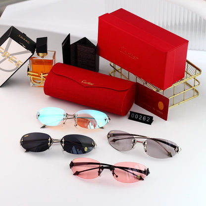 Gafas de sol modernas sin marco con forma de huevo