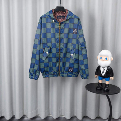 Reversible Plaid-Design Jacket