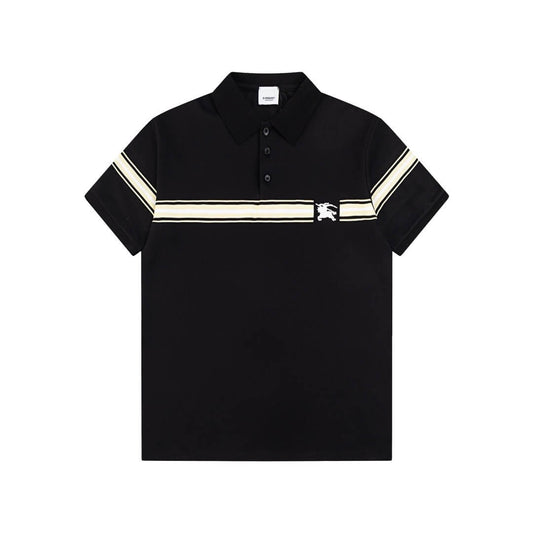 Camiseta polo con bordado de caballo de guerra a rayas