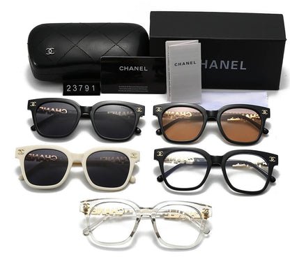 Gafas de sol elegantes e informales con patillas y fuente metálica