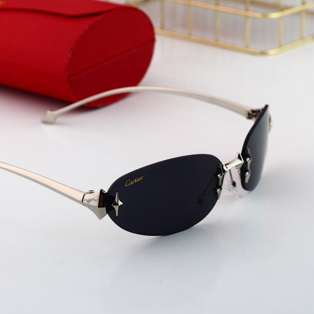 Gafas de sol modernas sin marco con forma de huevo