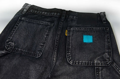 Black Graffiti Splash Paint Washed Denim Pants