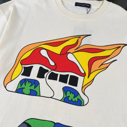 Camiseta de locomotora con grafiti de llamas 2025