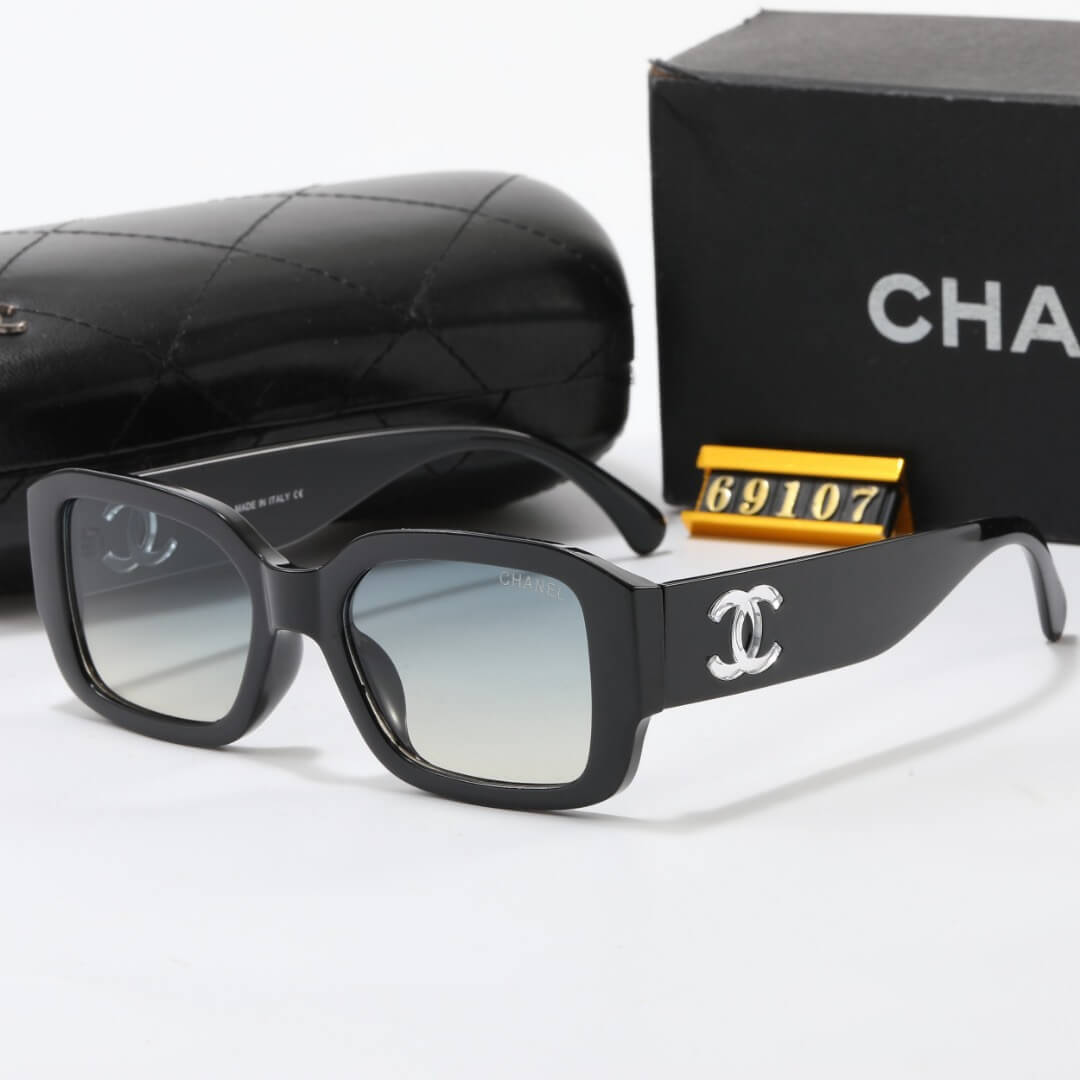 Lunettes de soleil chics transparentes à double C