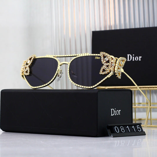 Gafas de sol irregulares con diseño de mariposa de metal de pasarela