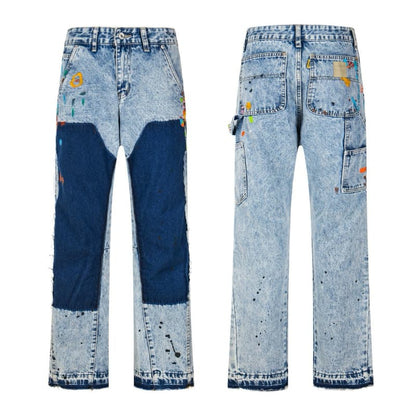 Graffiti Splash Paint Washed Denim Pants