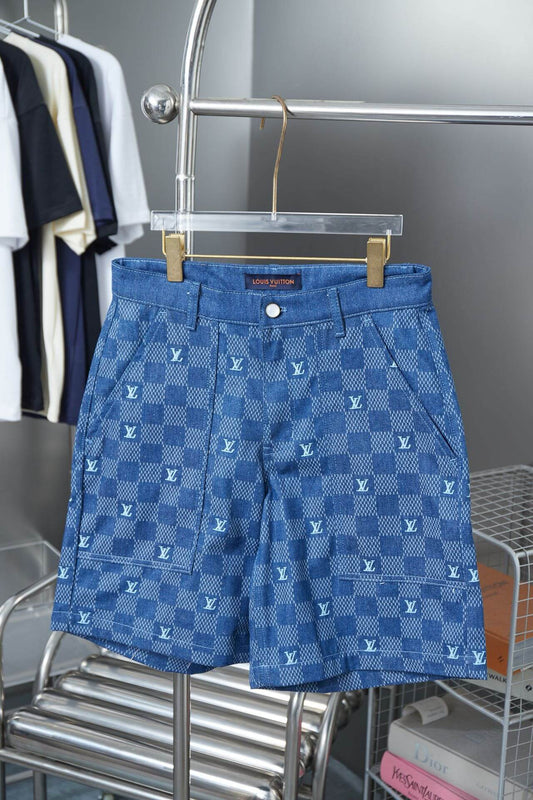 Shorts vaqueros con cuadros de mosaico