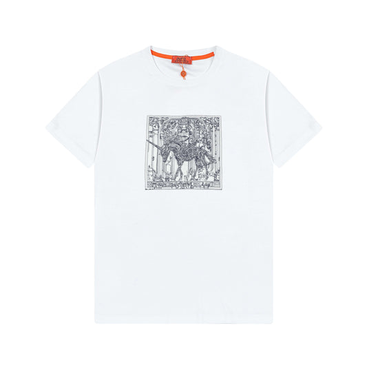 Camiseta bordada con caballo exquisito