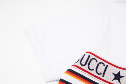 Camisa polo de rayas con patchwork