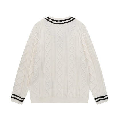 Knitted Textured Crewneck Sweater