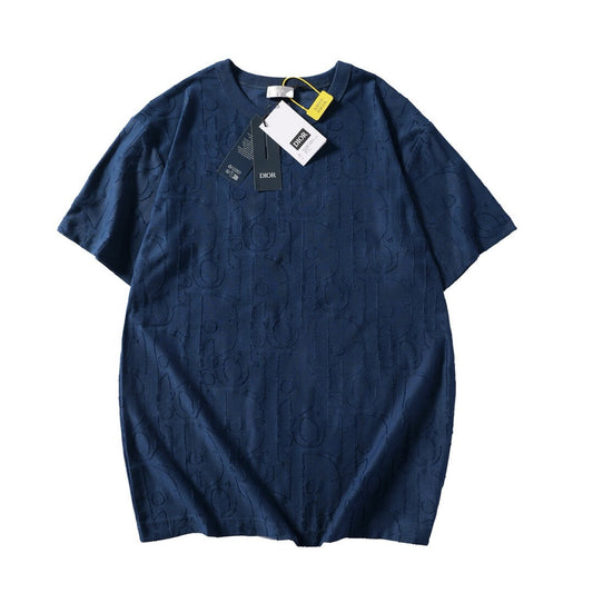 Camiseta de cuello redondo con estampado de jacquard en relieve