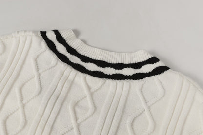 Knitted Textured Crewneck Sweater