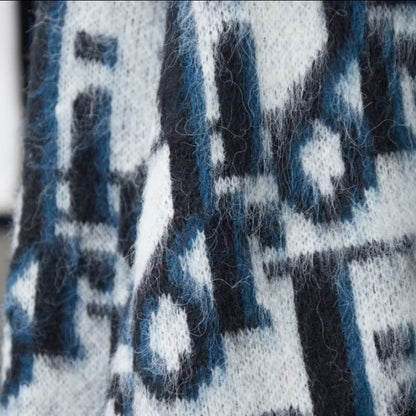 Mohair All-Over Jacquard Knit Cardigan Sweater