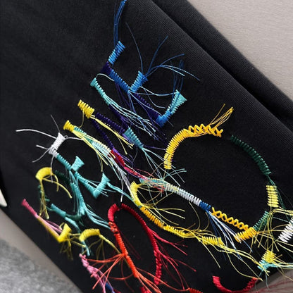 T-shirt brodé à franges arc-en-ciel