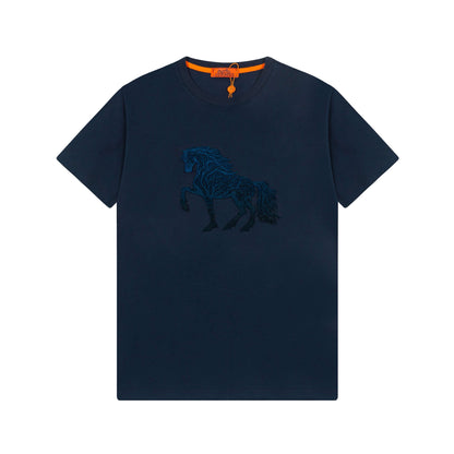 Camiseta con bordado de caballo delicado