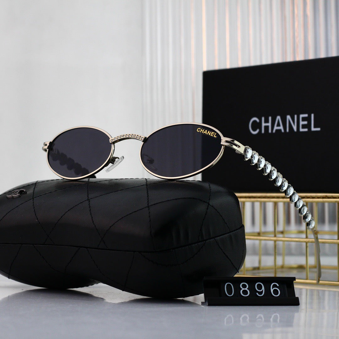 Lunettes de soleil vintage en forme d'œuf avec strass en forme de cœur