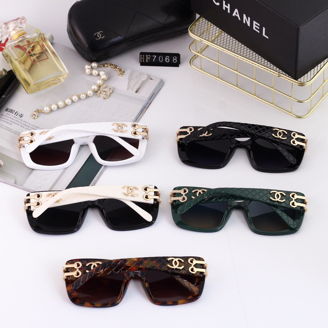Lunettes de soleil à branches à motif quadrillé