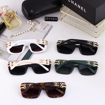 Lunettes de soleil à branches à motif quadrillé
