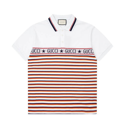 Camisa polo de rayas con patchwork