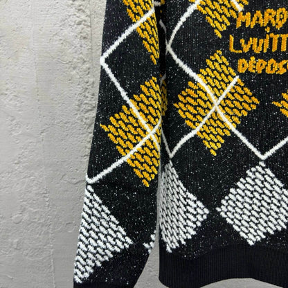 Pull en maille à carreaux chinés