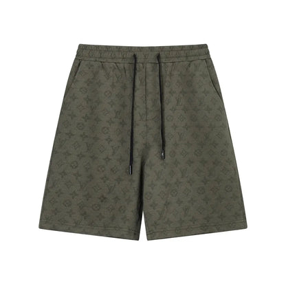Pantalones cortos casuales modernos con estampado integral y cordón ajustable