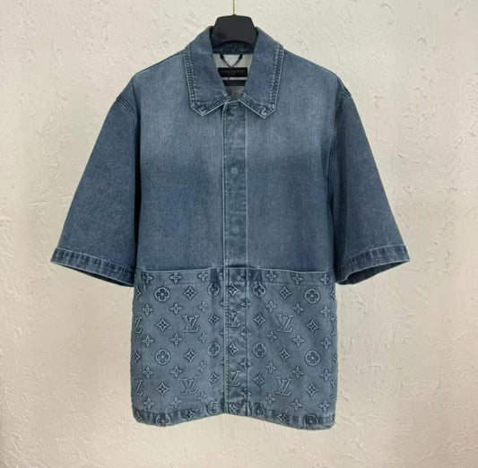 Chemise de travail classique en denim à manches courtes