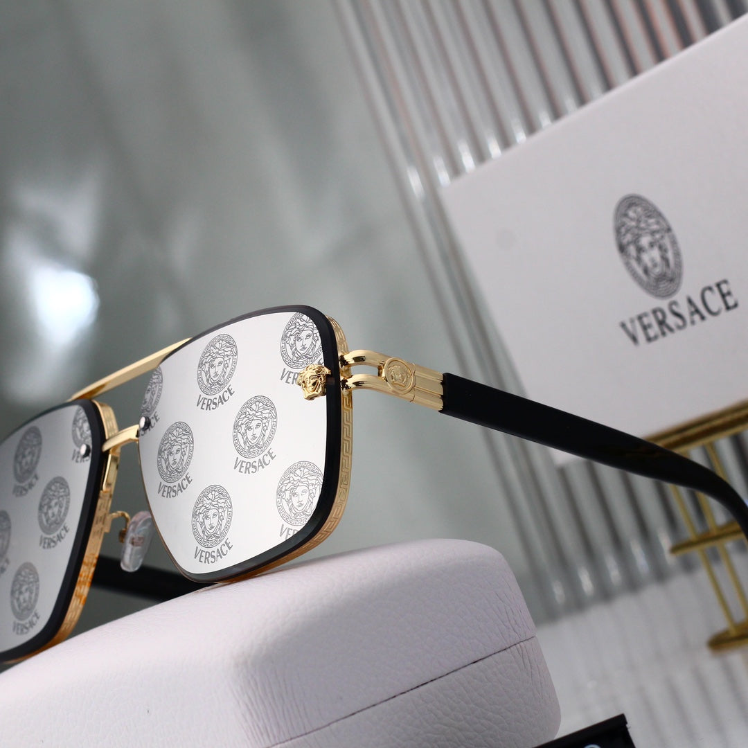 Lunettes de soleil aviateur à monture carrée et ronde