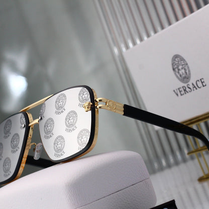 Lunettes de soleil aviateur à monture carrée et ronde